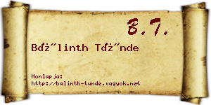 Bálinth Tünde névjegykártya